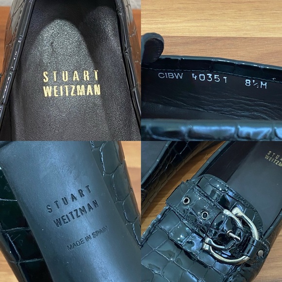 STUART WEITZMAN CIBW 40351 Black Croc Patent Leather Buckle Strap Loafers 8.5M - Picture 15 of 16